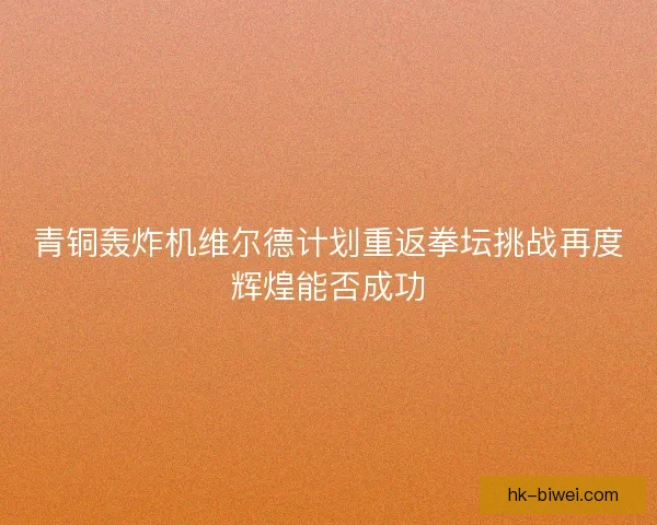 青铜轰炸机维尔德计划重返拳坛挑战再度辉煌能否成功